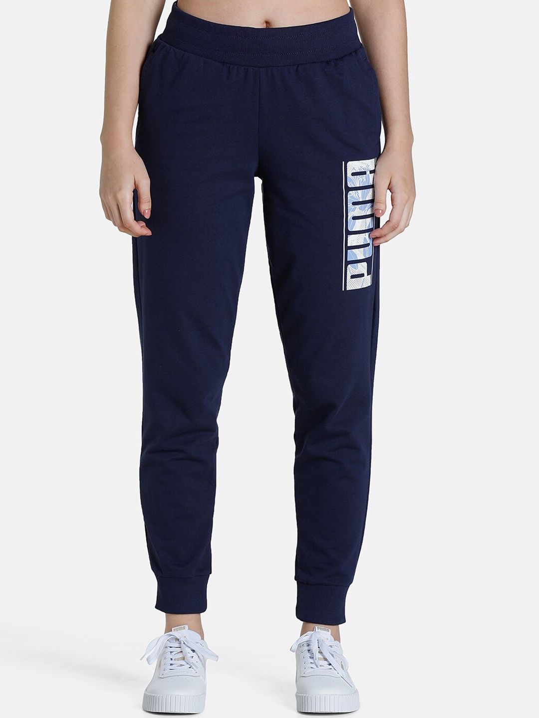 

Puma Women Navy-Blue Abstract Graphic Cotton Joggers