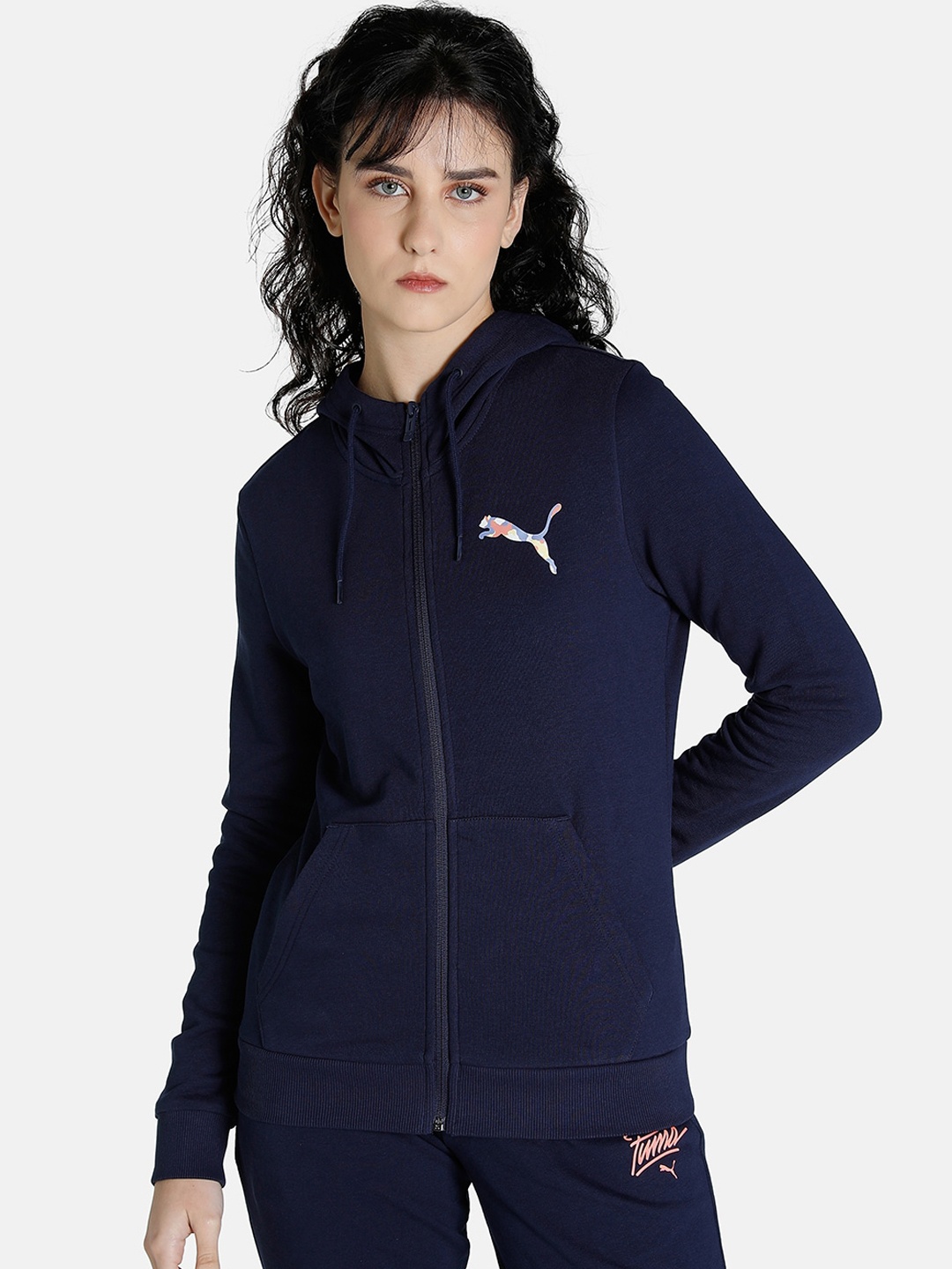 

Puma Women Cat Graphic Hoodie Outdoor Sporty Jacket, Blue