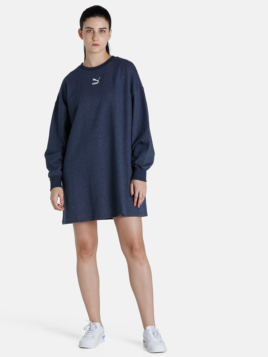 

Puma Women Blue Cotton T-shirt Midi Dress