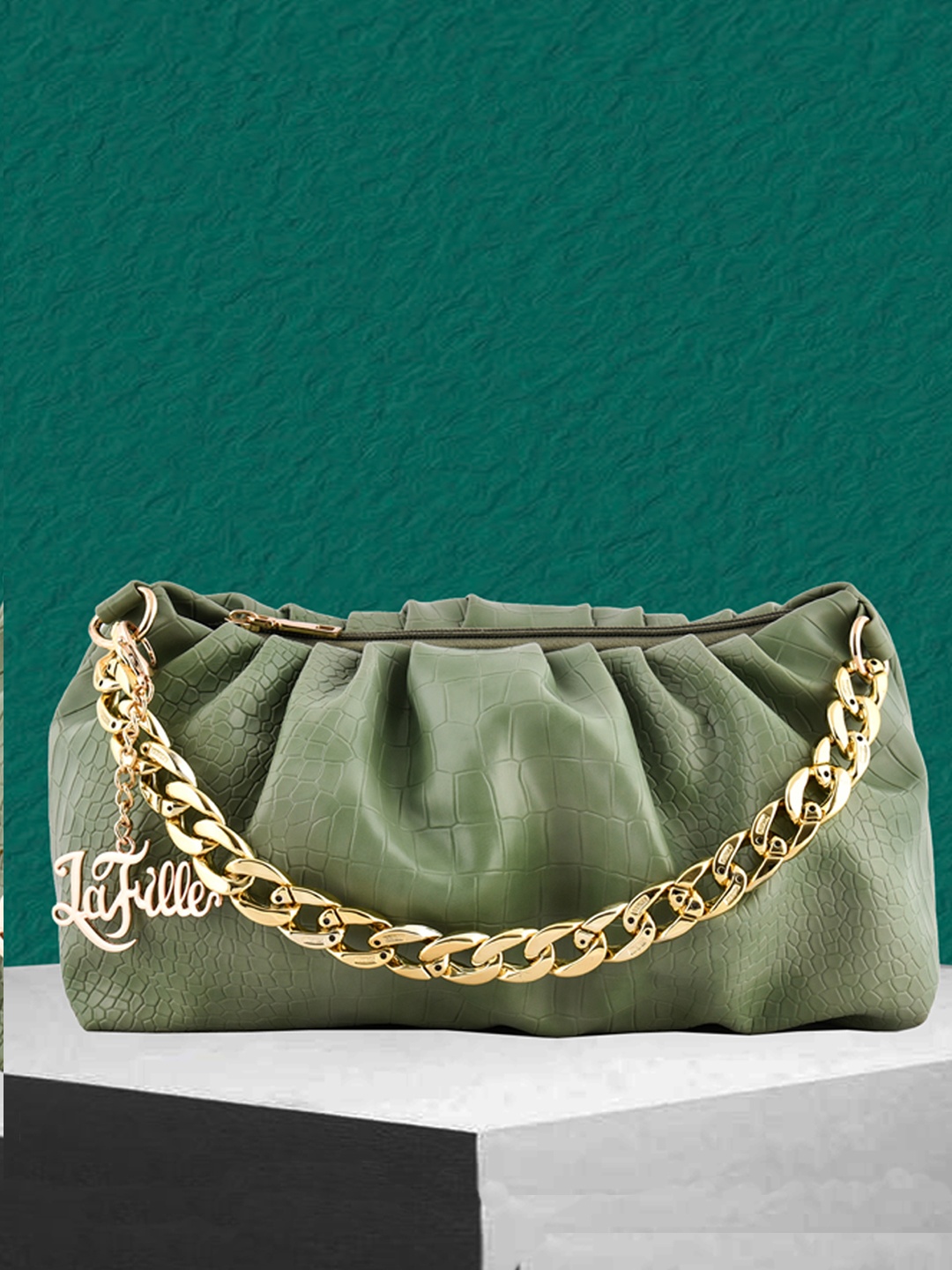

LaFille Green Textured Swagger Handheld Bag