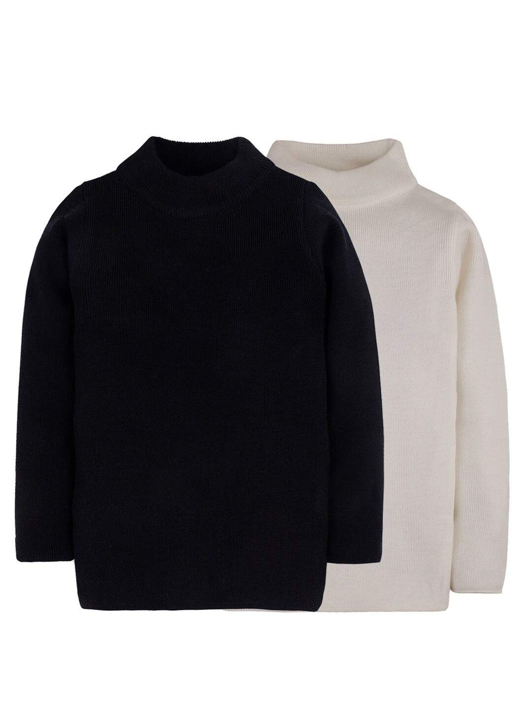 

RVK Pack of 2 Unisex Kids Black & Off White Solid Pullover
