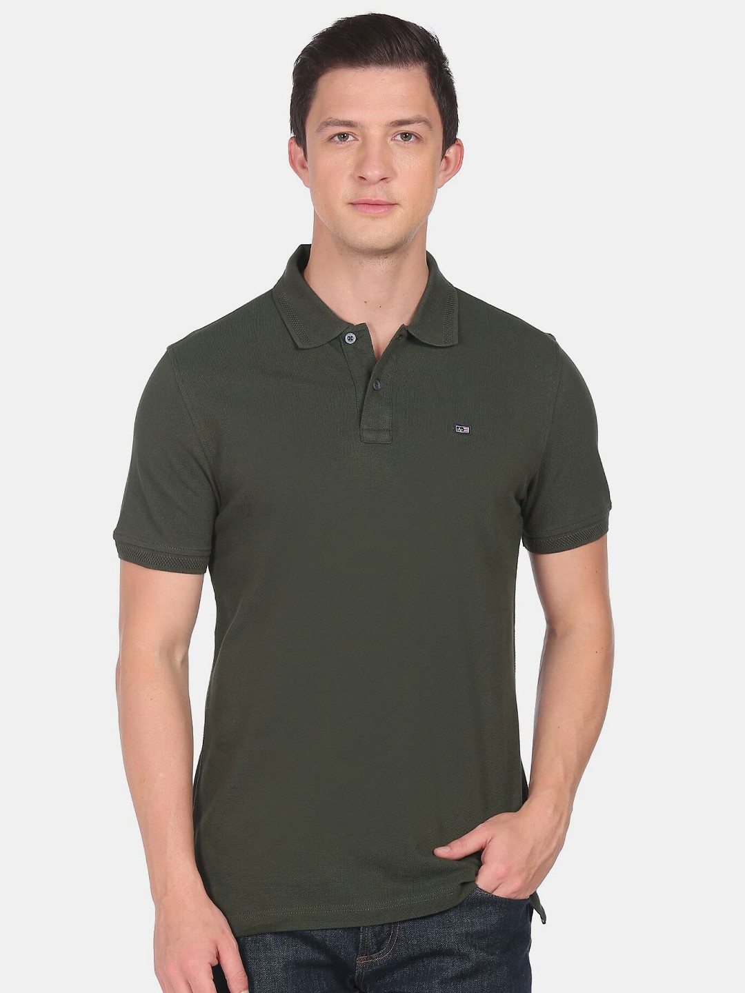 

Arrow Sport Men Green Polo Collar T-shirt