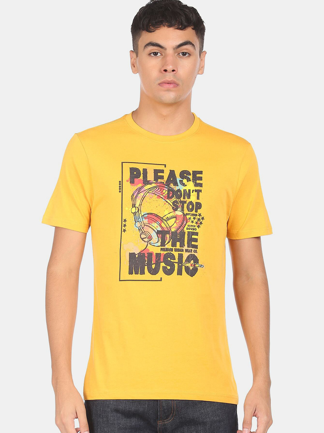 

Colt Men Yellow Graphic Print Cotton T-Shirt