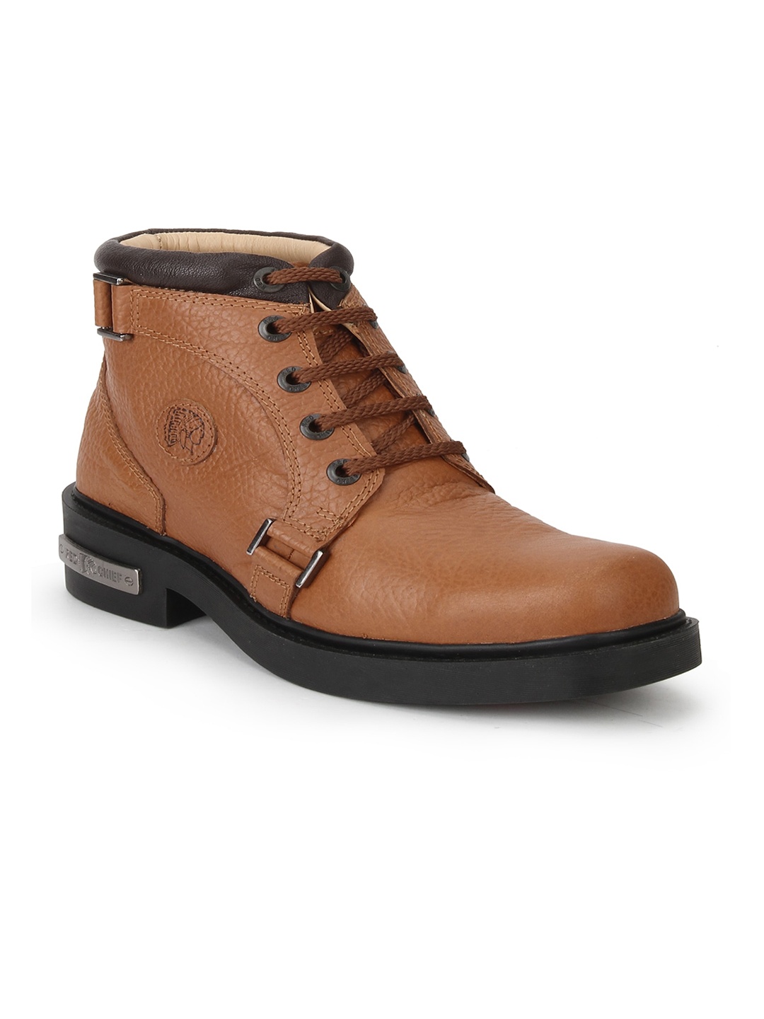 

Red Chief Men Solid Leather Mid-Top Casual Lace-Up Boots, Tan