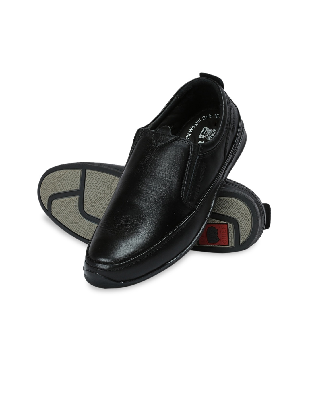 

Red Chief Men Black Leather Slip-On Sneakers