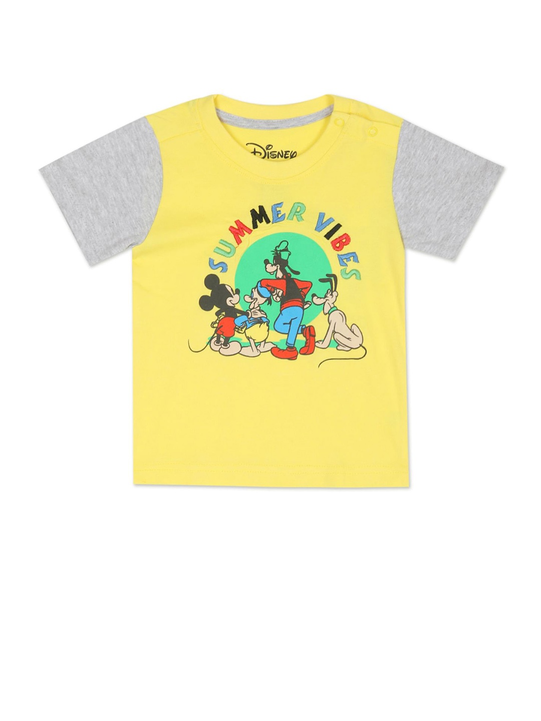 

Colt Boys Yellow Mickey Mouse Printed Cotton T-shirt