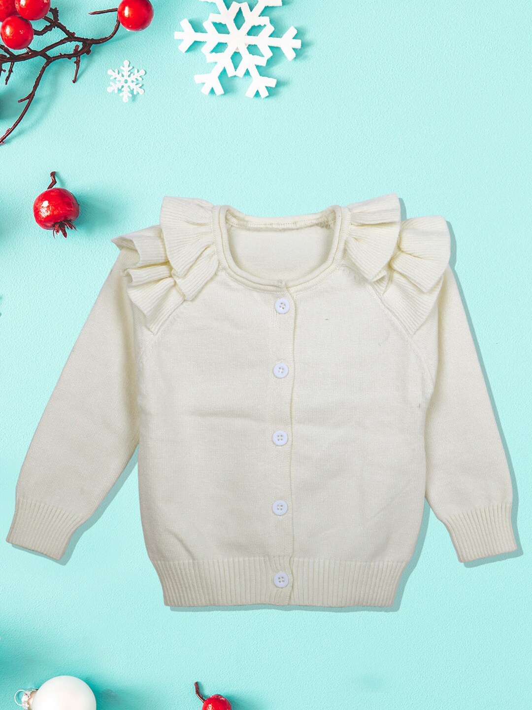 

Baby Moo Girls Off White Cotton Pullover Sweater