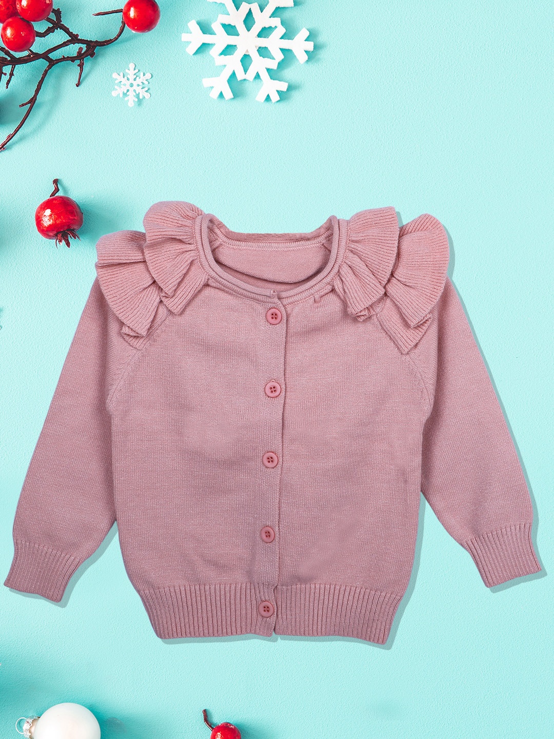 

Baby Moo Girls Pink Ribbed Cardigan