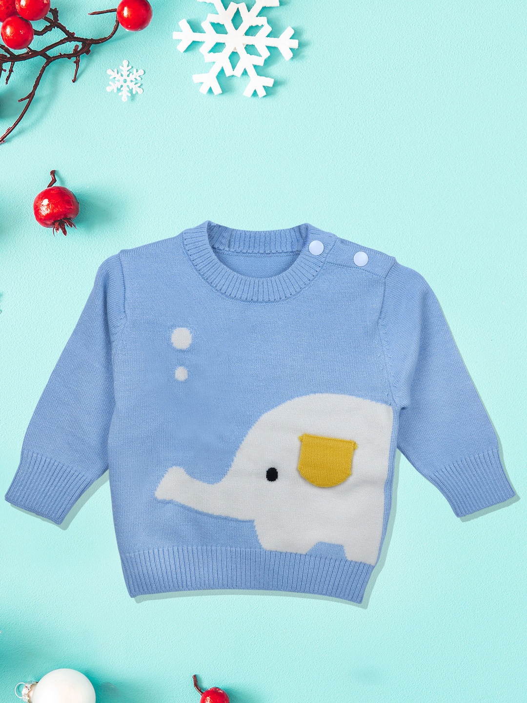 

Baby Moo Unisex Kids Blue & Off White Cable Knit Pullover