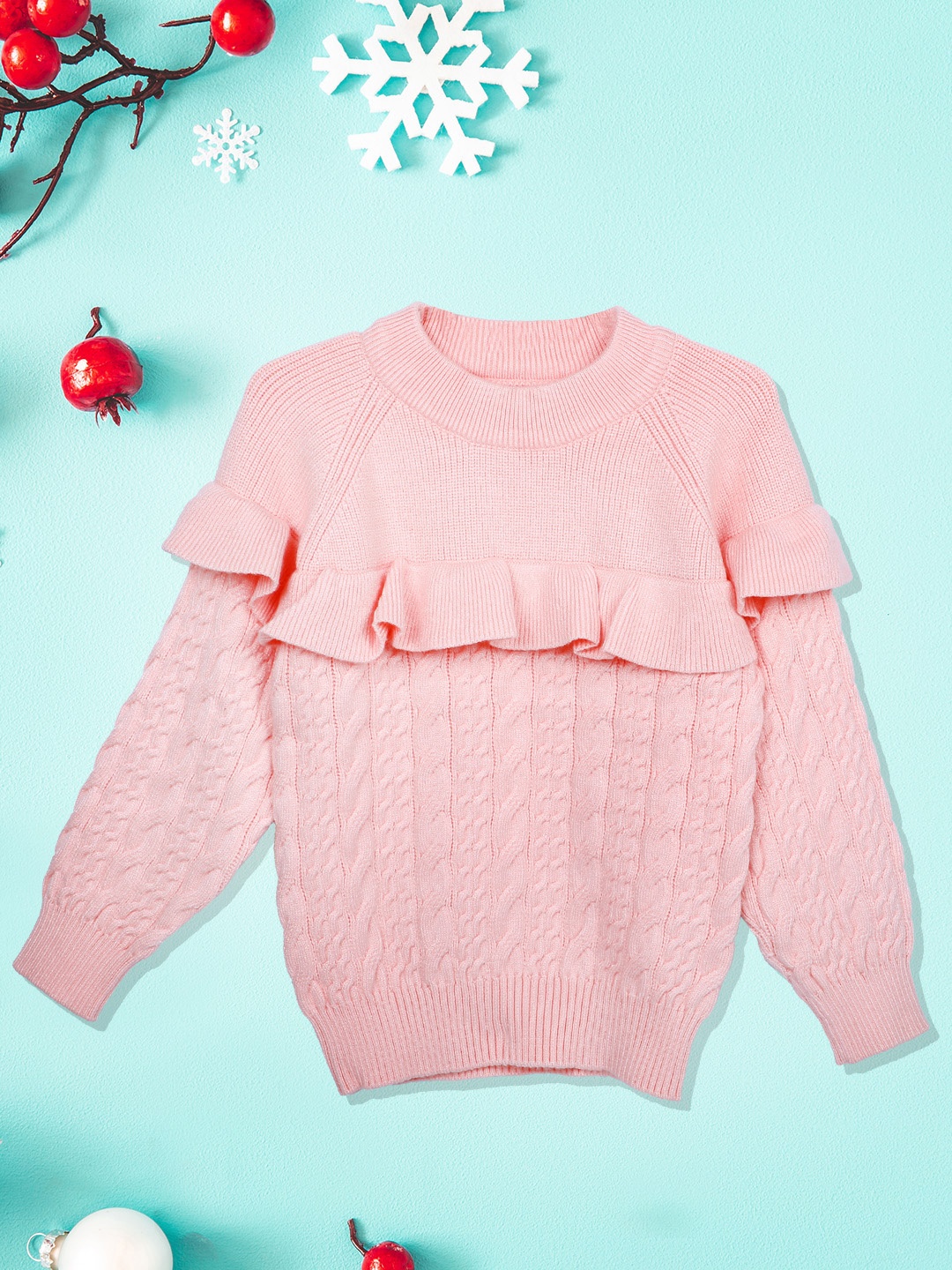 

Baby Moo Girls Pink Ribbed Pullover