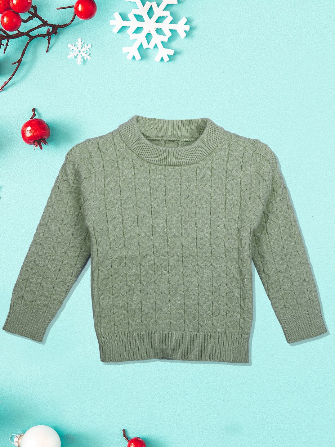 

Baby Moo Unisex Kids Olive Green Cable Knit Pullover