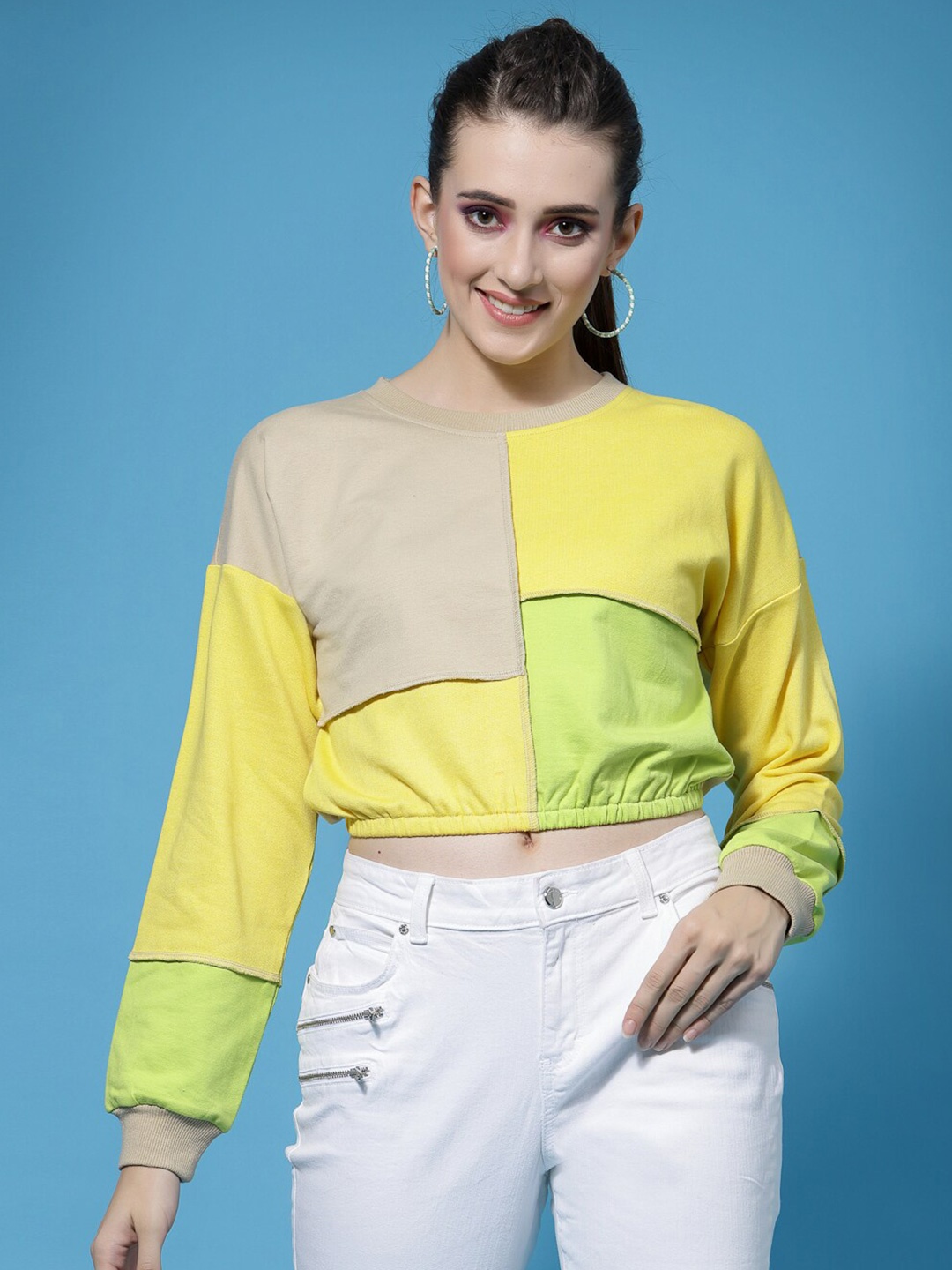 

Athena Women Colourblocked Sweatshirt, Beige