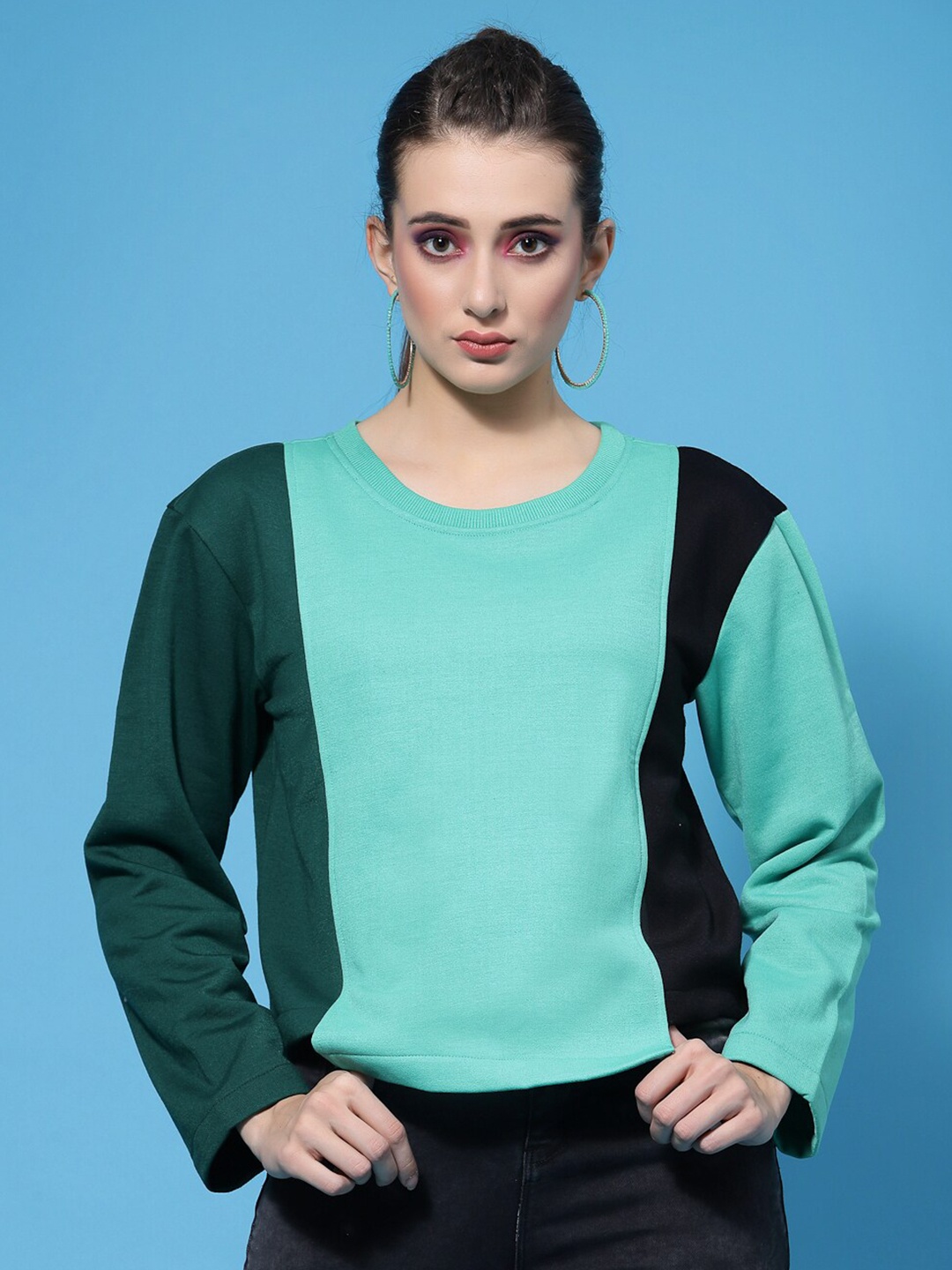 

Athena Women Colourblocked Sweatshirt, Green