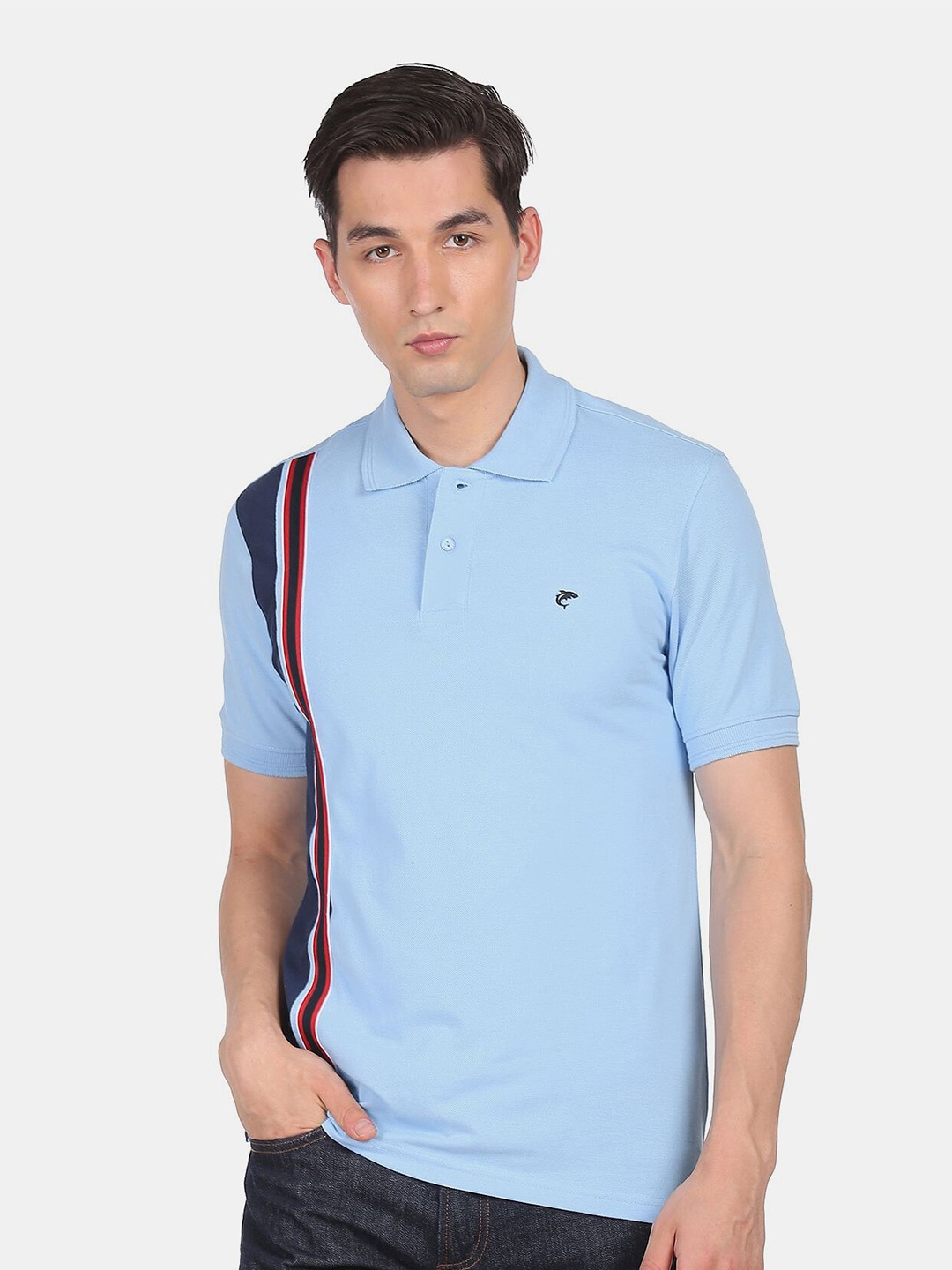 

Ruggers Men Blue Polo Collar Cotton T-shirt