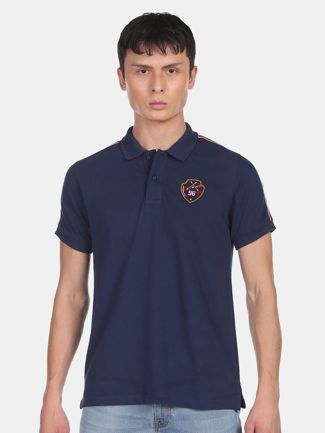 

Ruggers Men Blue Polo Collar Cotton T-shirt