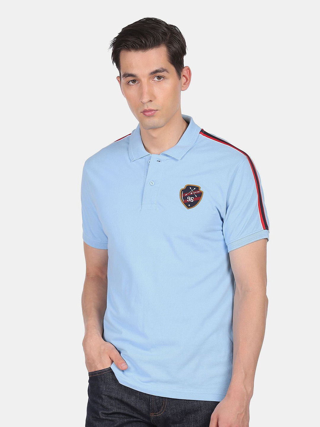 

Ruggers Men Blue Polo Collar Cotton T-shirt