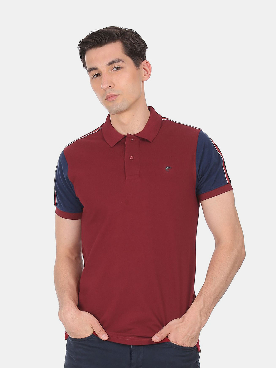 

Ruggers Men Red Polo Collar Cotton T-shirt
