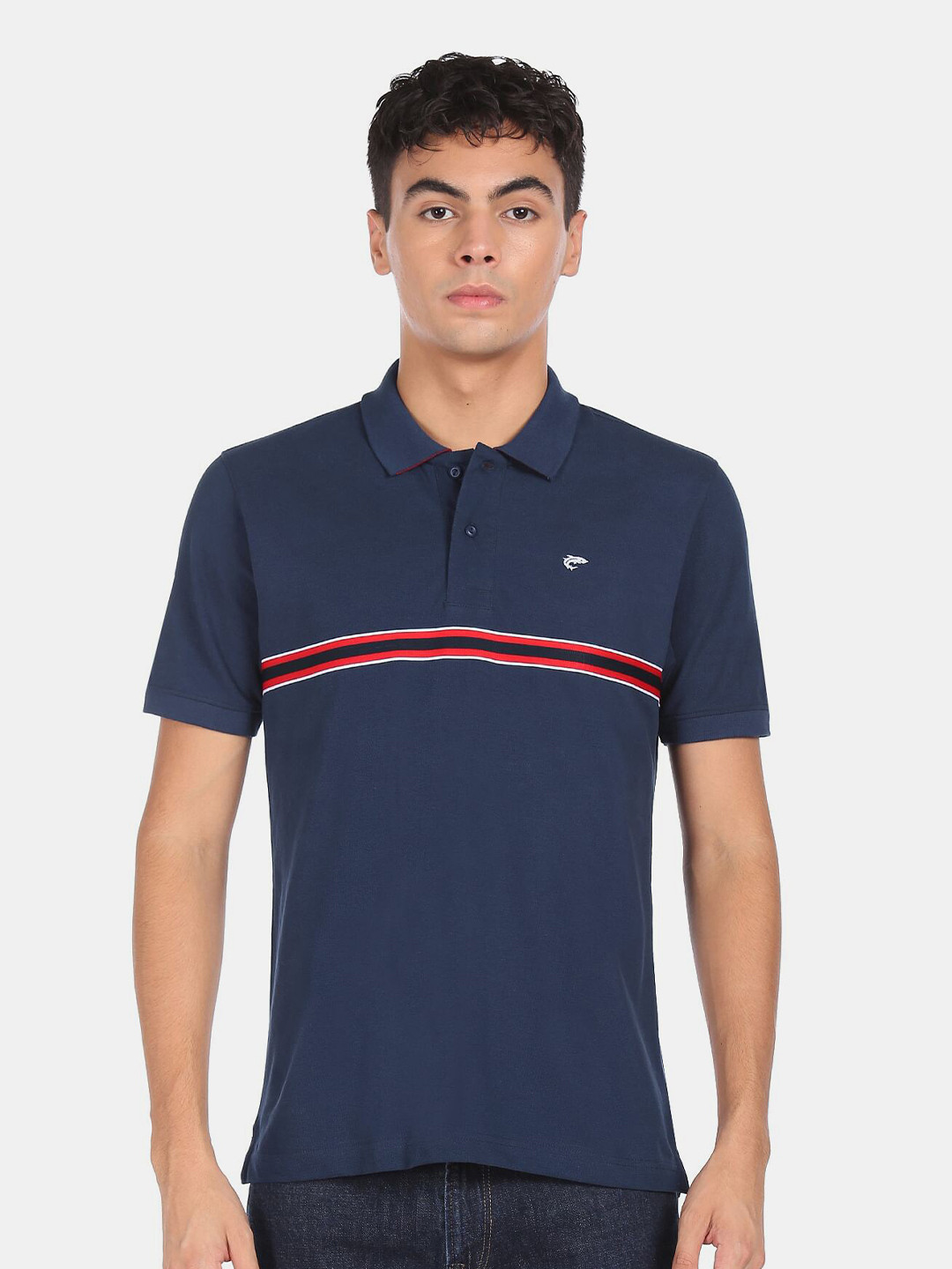 

Ruggers Men Blue Polo Collar Cotton T-shirt