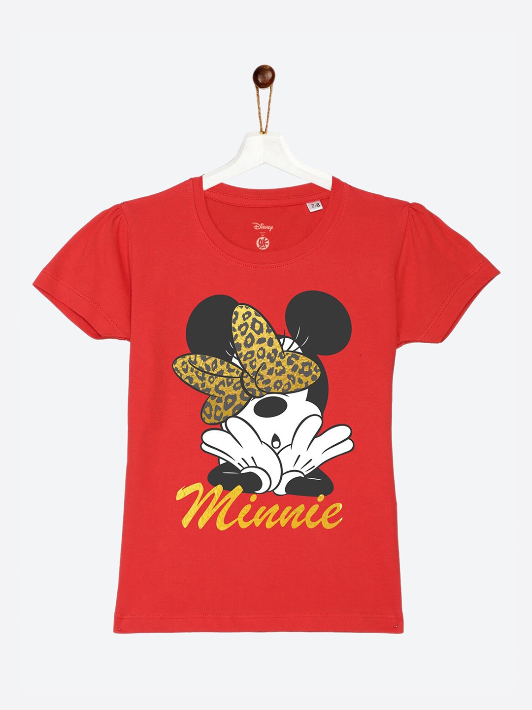 

YK Disney Girls Red Minnie Mouse Printed T-shirt