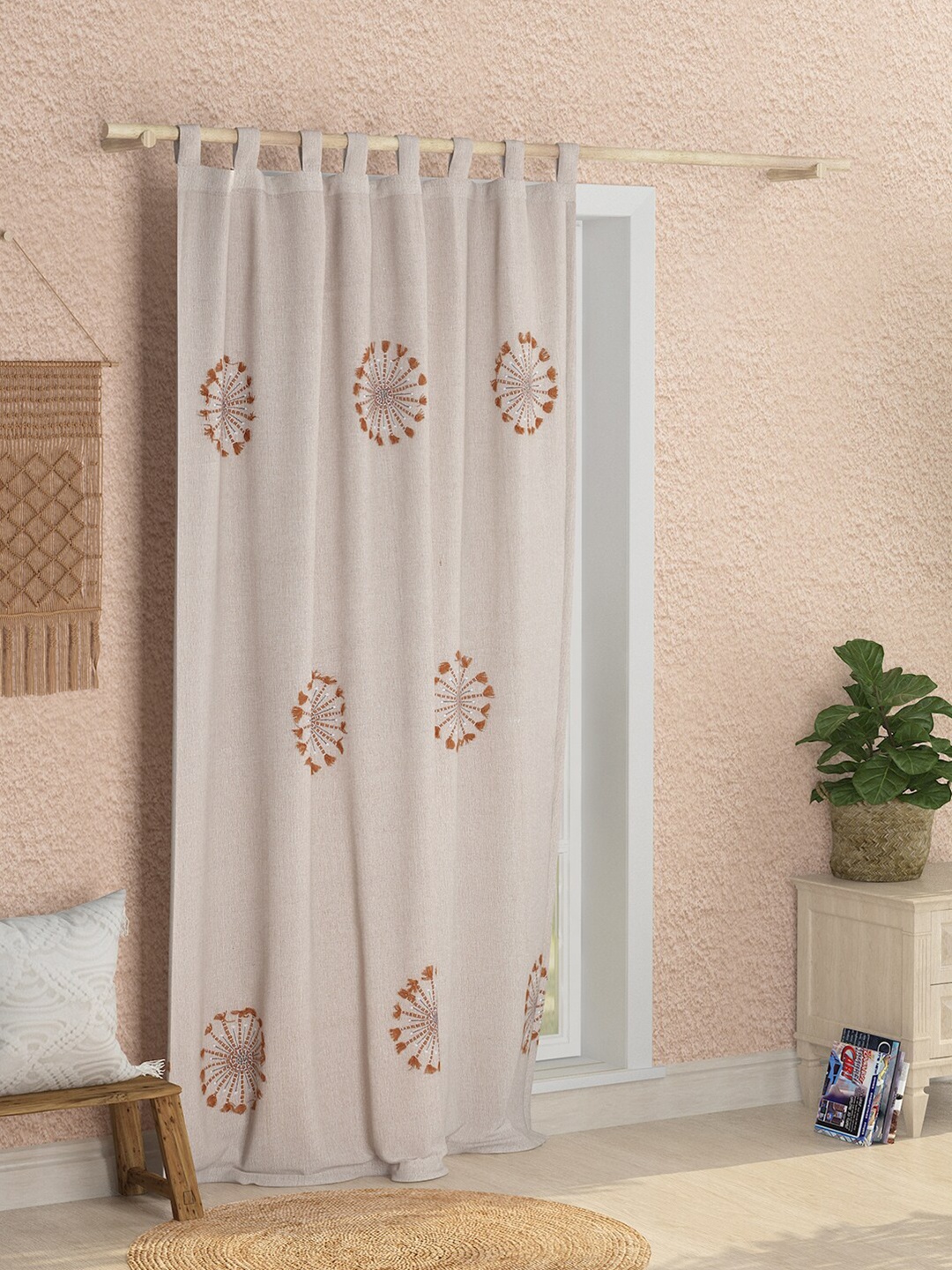 

Sangria Unisex Organic Cotton Curtains and Sheers, Peach