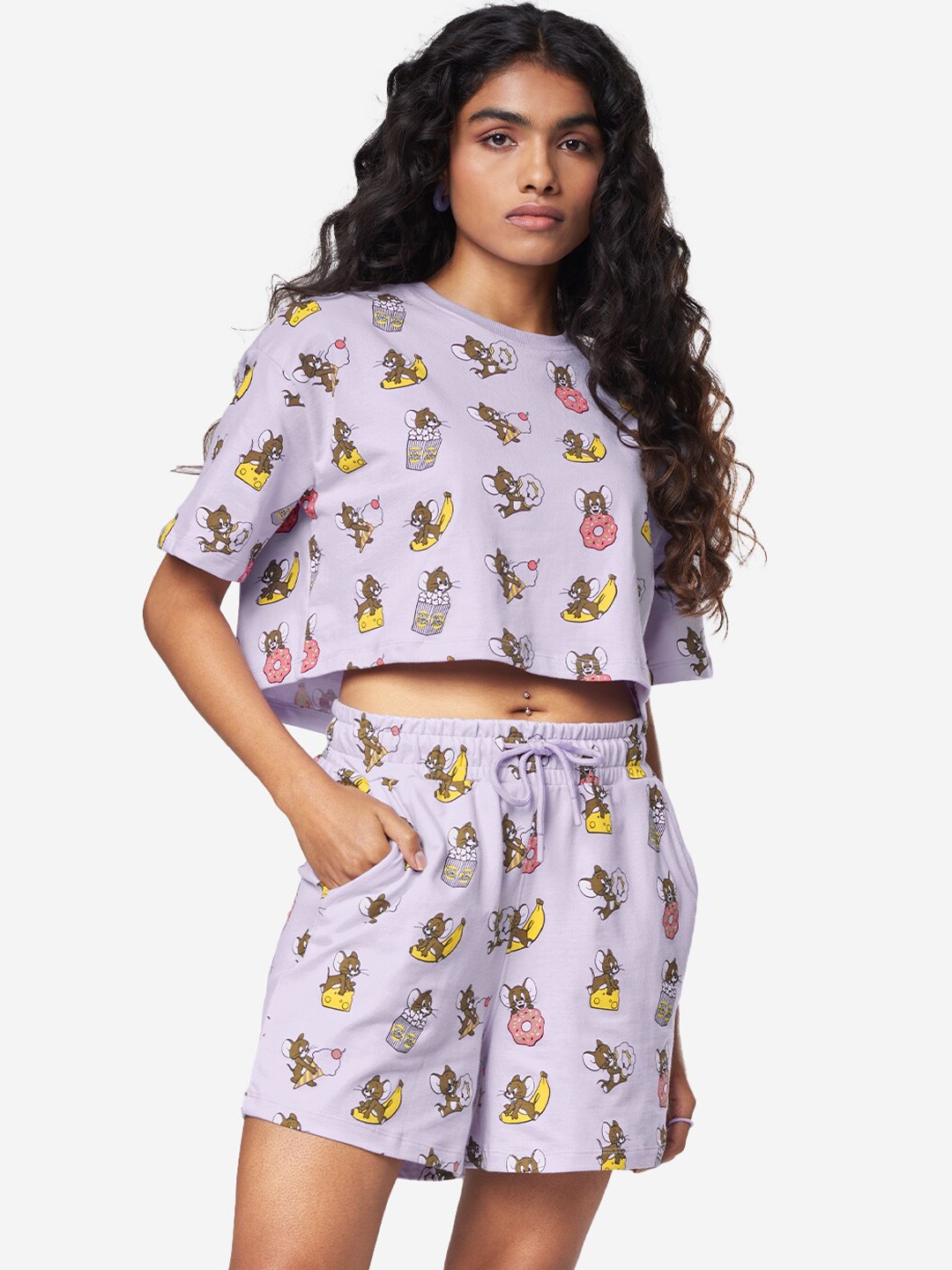 

The Souled Store Women Lavender Jerry Printed Co-Ords Set