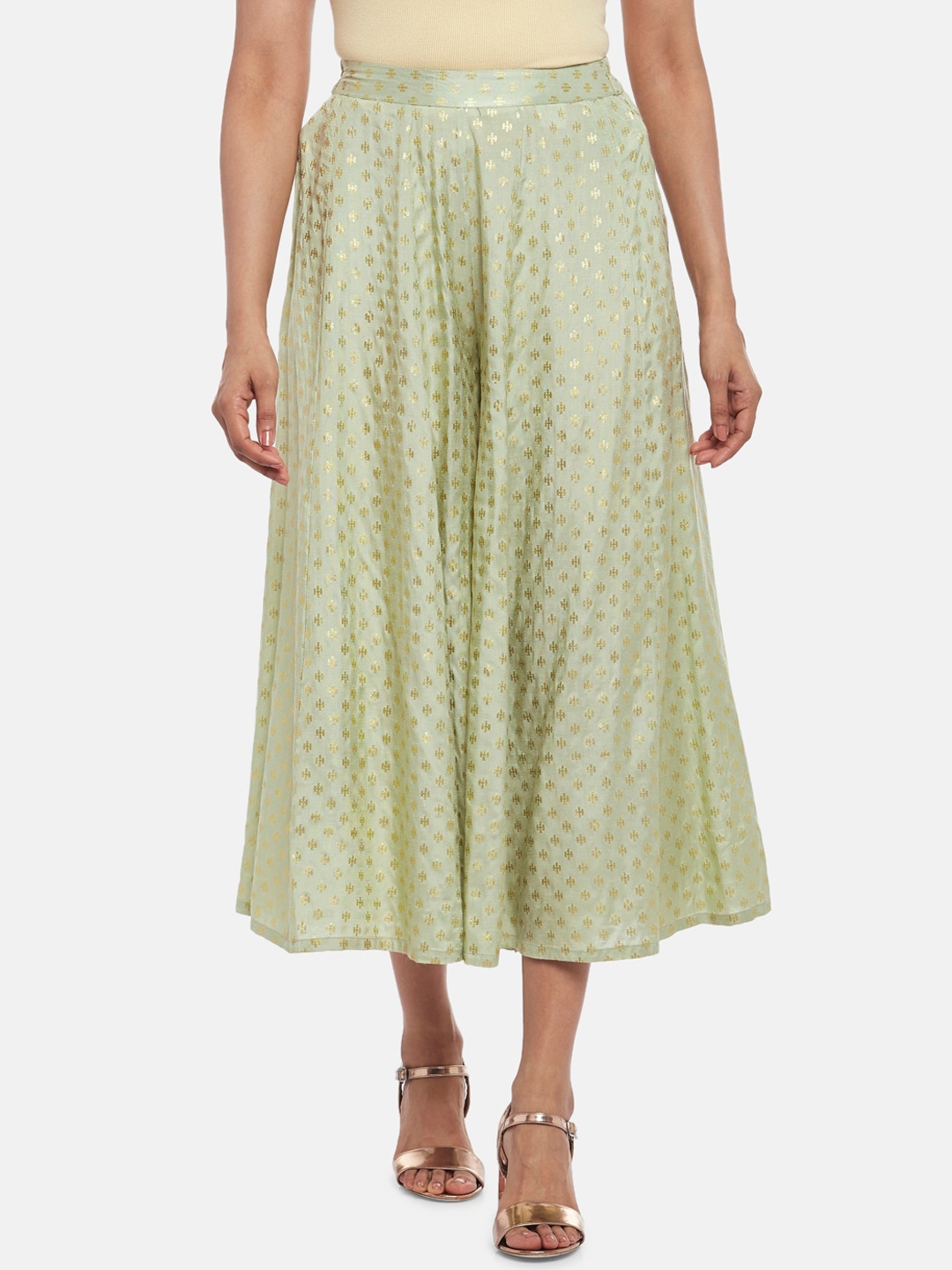 

AKKRITI BY PANTALOONS Women Green Printed Culottes Trouser