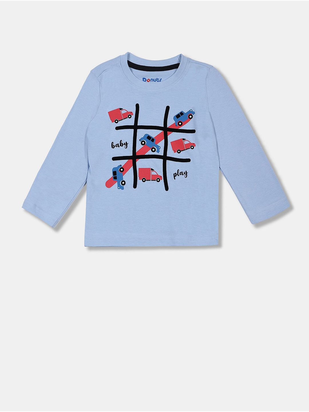 

Donuts Boys Blue Graphic Printed Long Sleeve Cotton T-shirt
