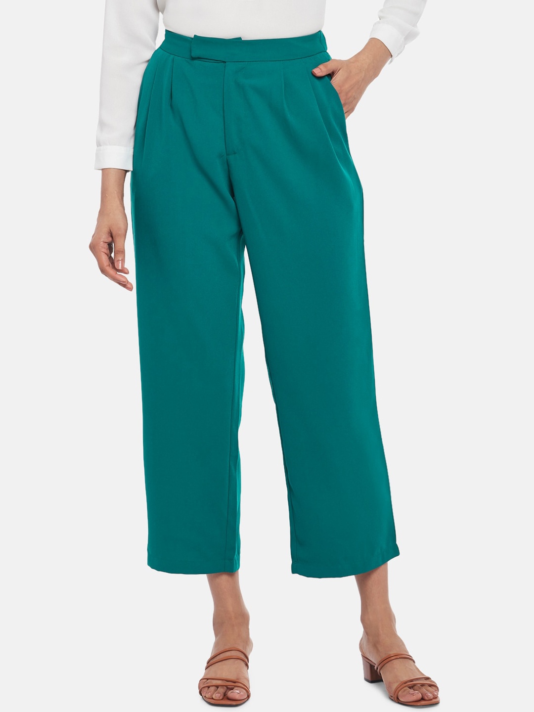 

Annabelle by Pantaloons Women Green High-Rise Trouser