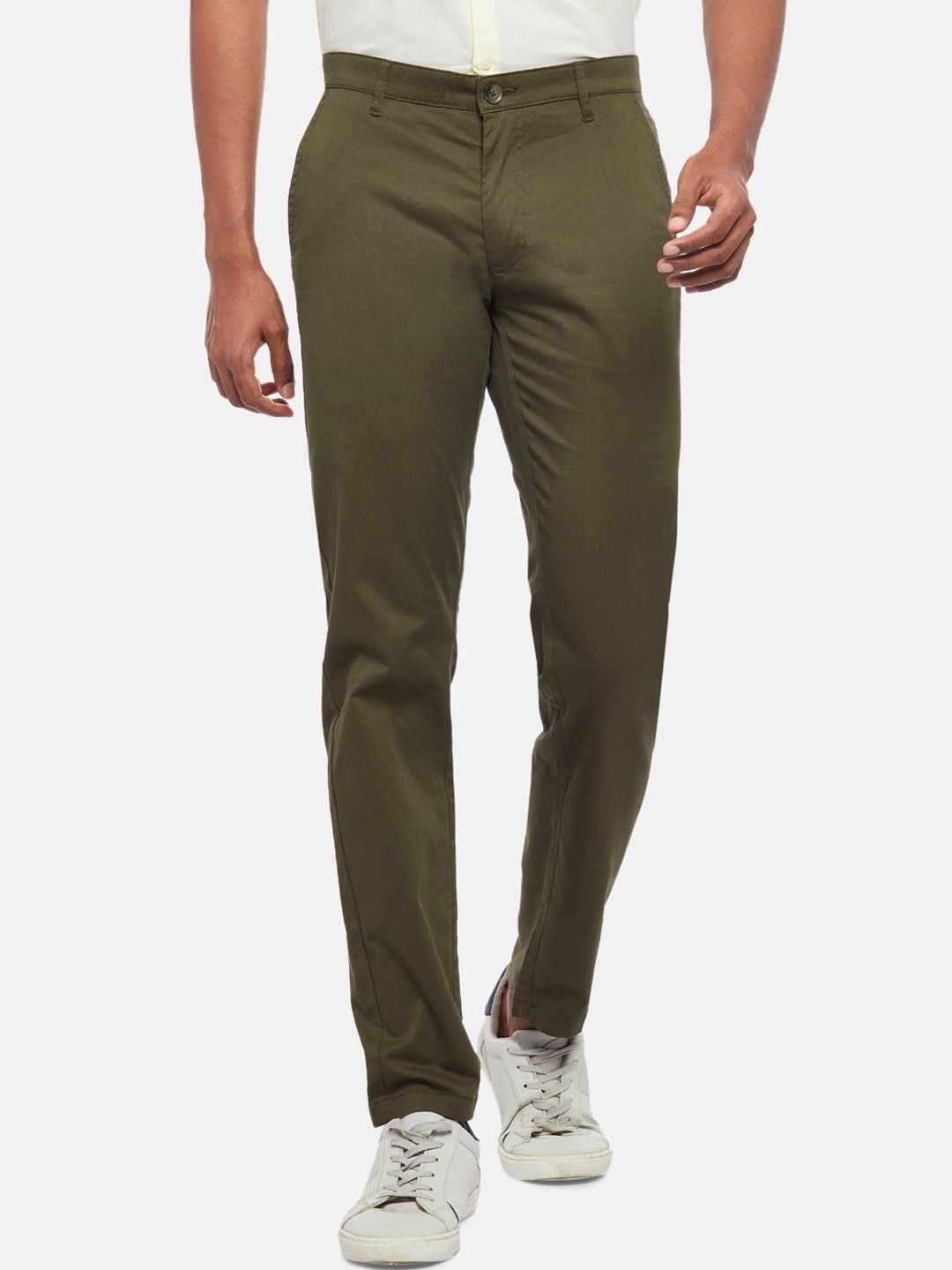 

BYFORD by Pantaloons Men Slim Fit Trousers, Olive