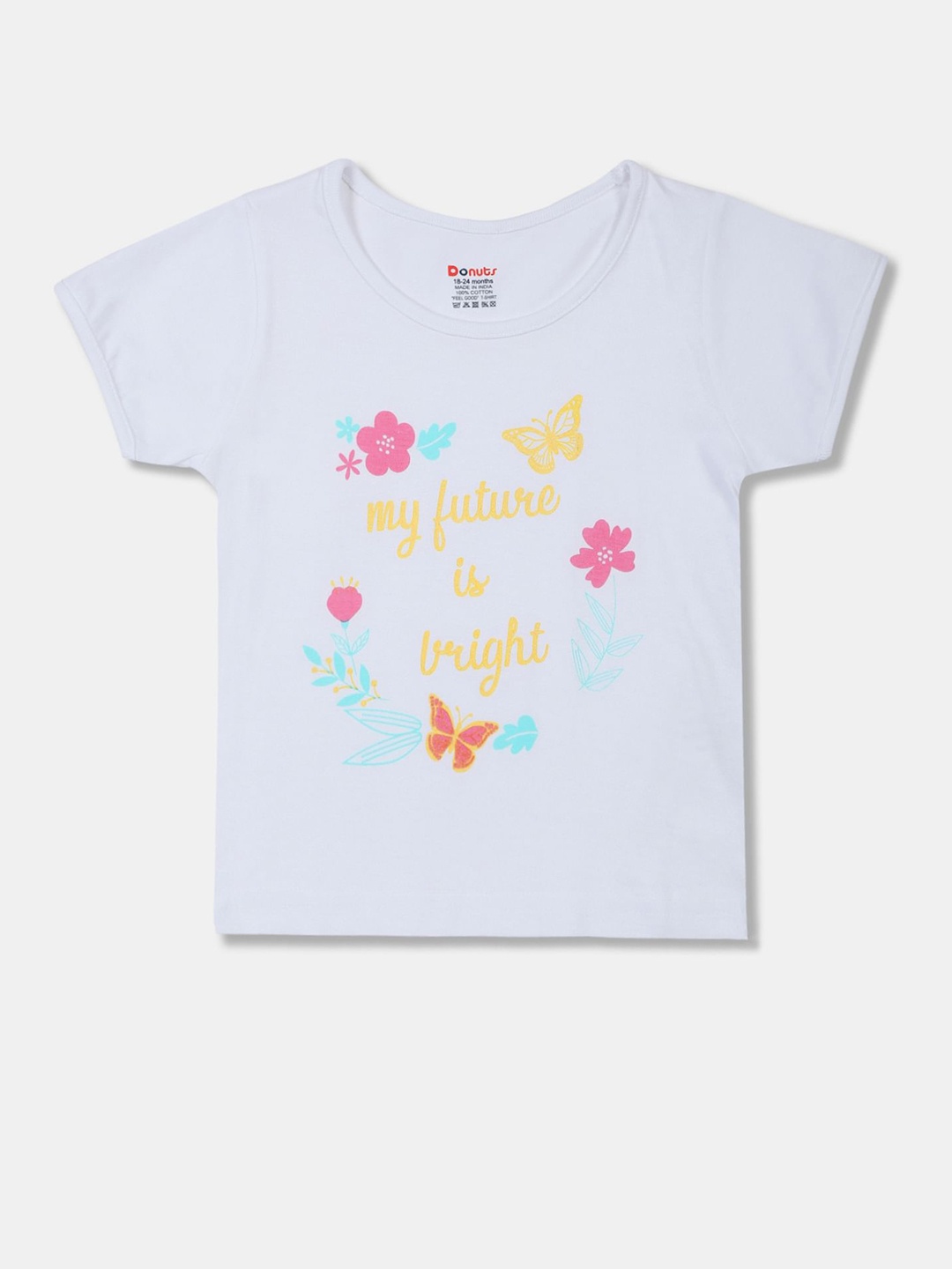 

Donuts Girls White Printed T-shirt