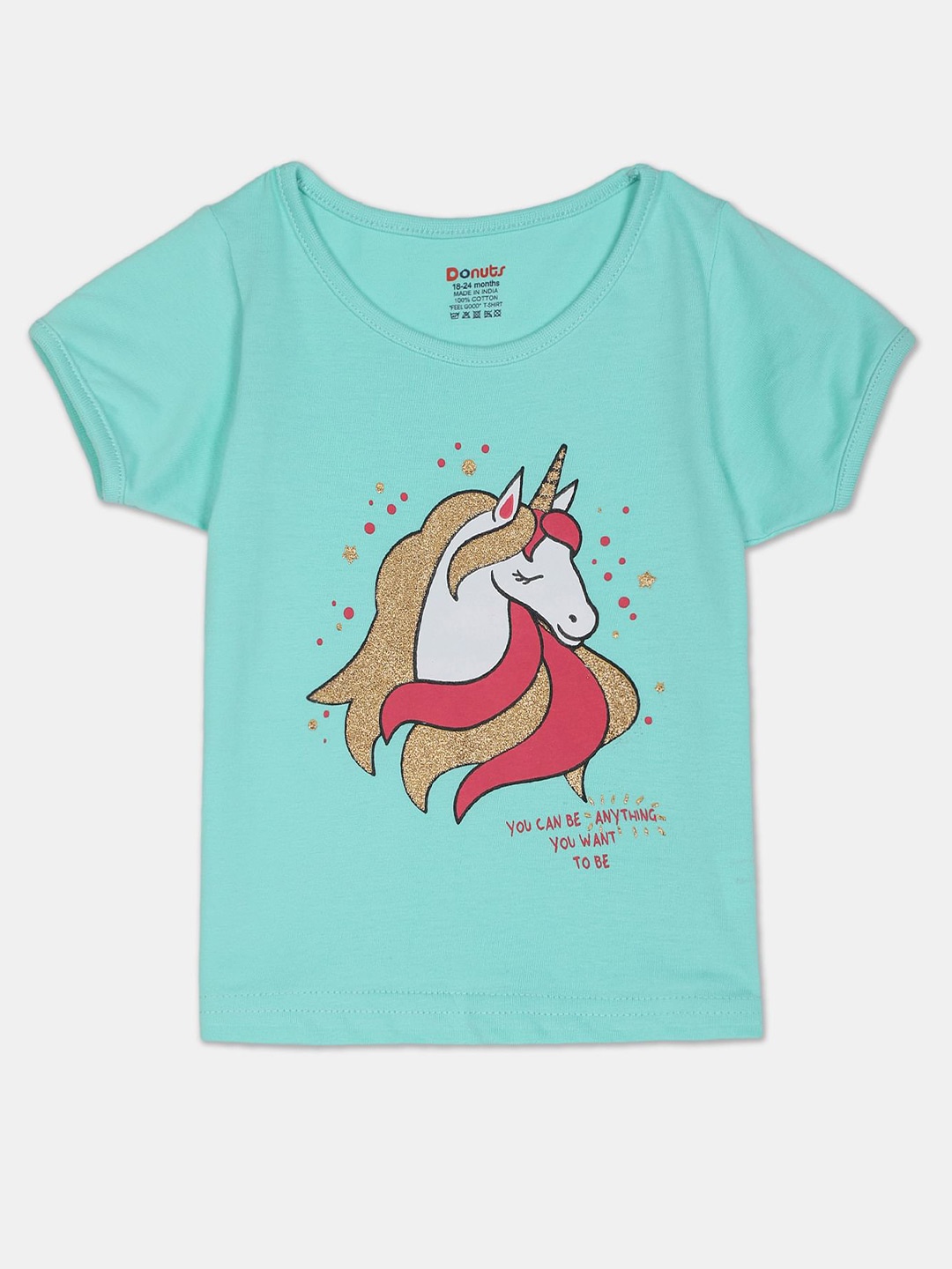 

Donuts Girls Green Printed Cotton T-shirt