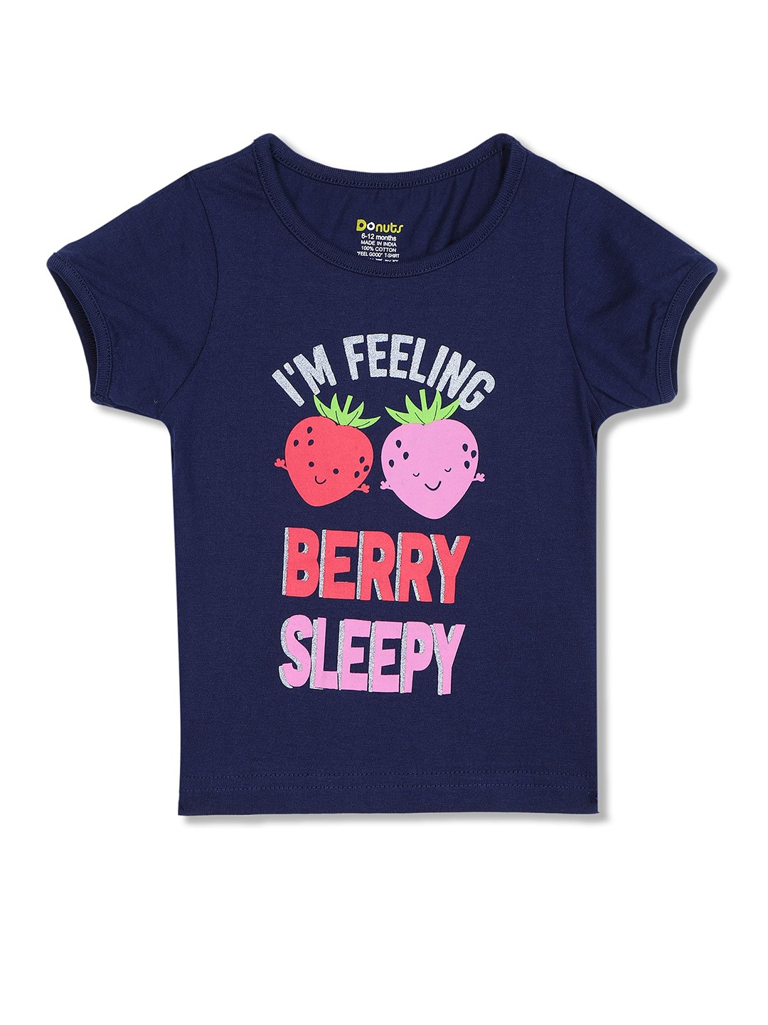 

Donuts Girls Blue Typography Printed Round Neck T-shirt