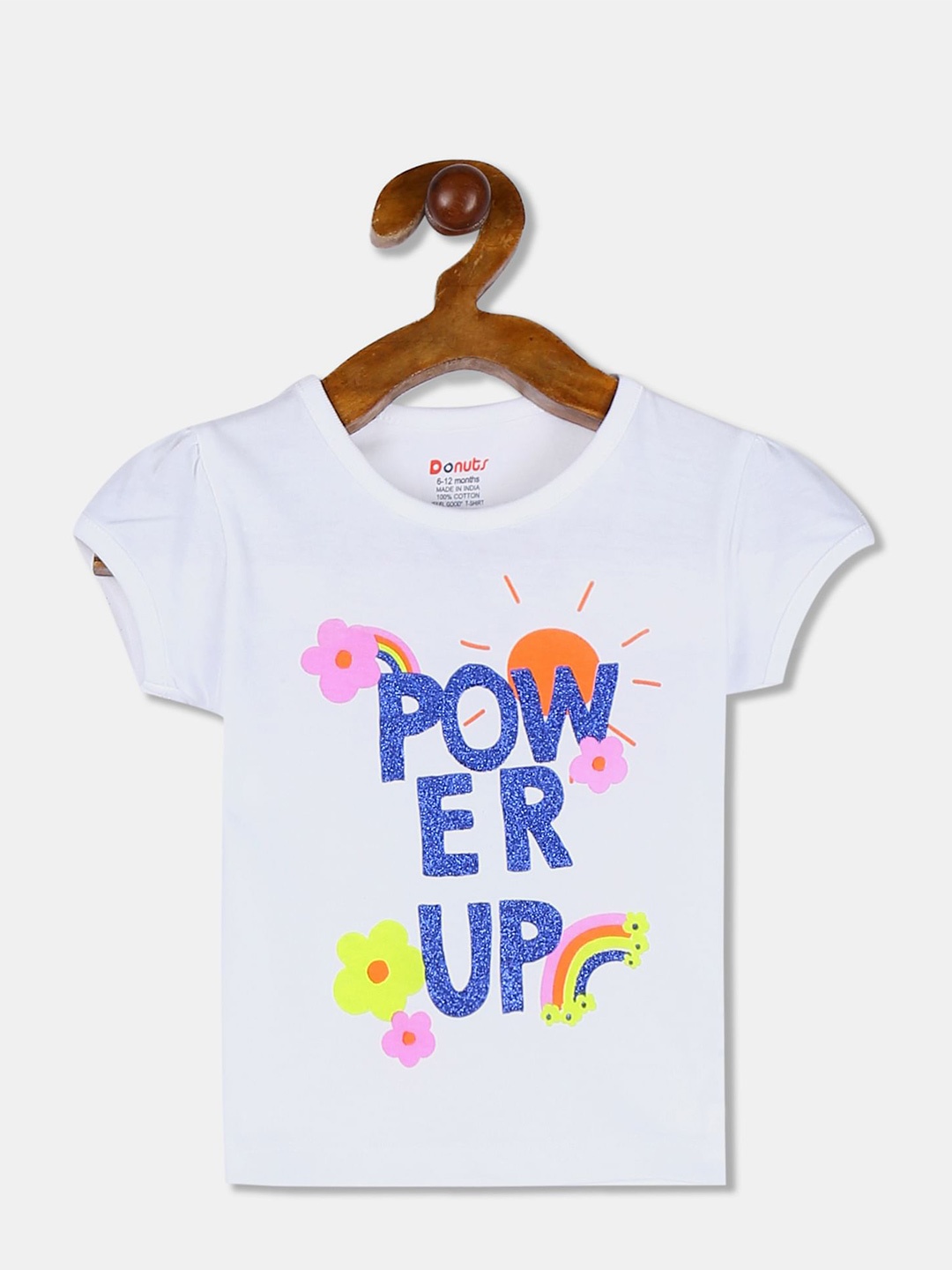 

Donuts Girls White Typography Graphic Printed T-shirt