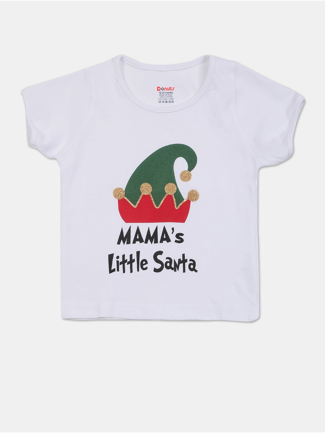 

Donuts Girls White Typography Printed Cotton T-shirt