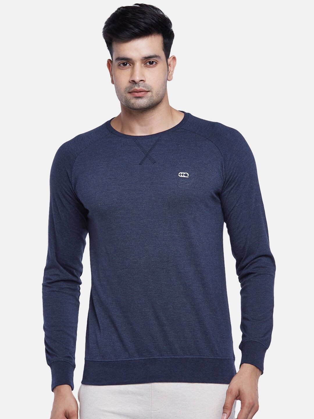 

Ajile by Pantaloons Men Navy Blue Slim Fit Cotton T-shirt