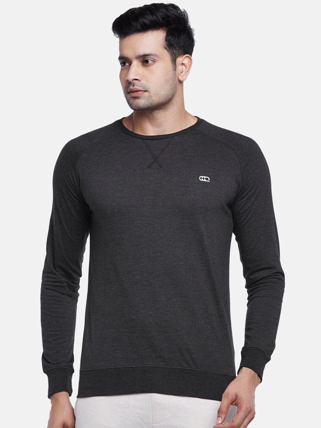 

Ajile by Pantaloons Men Charcoal Slim Fit Cotton T-shirt