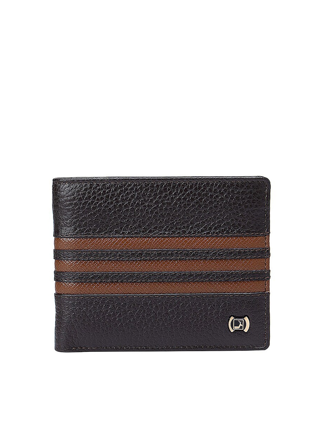 

Da Milano Men Striped Leather Two Fold Wallet, Brown