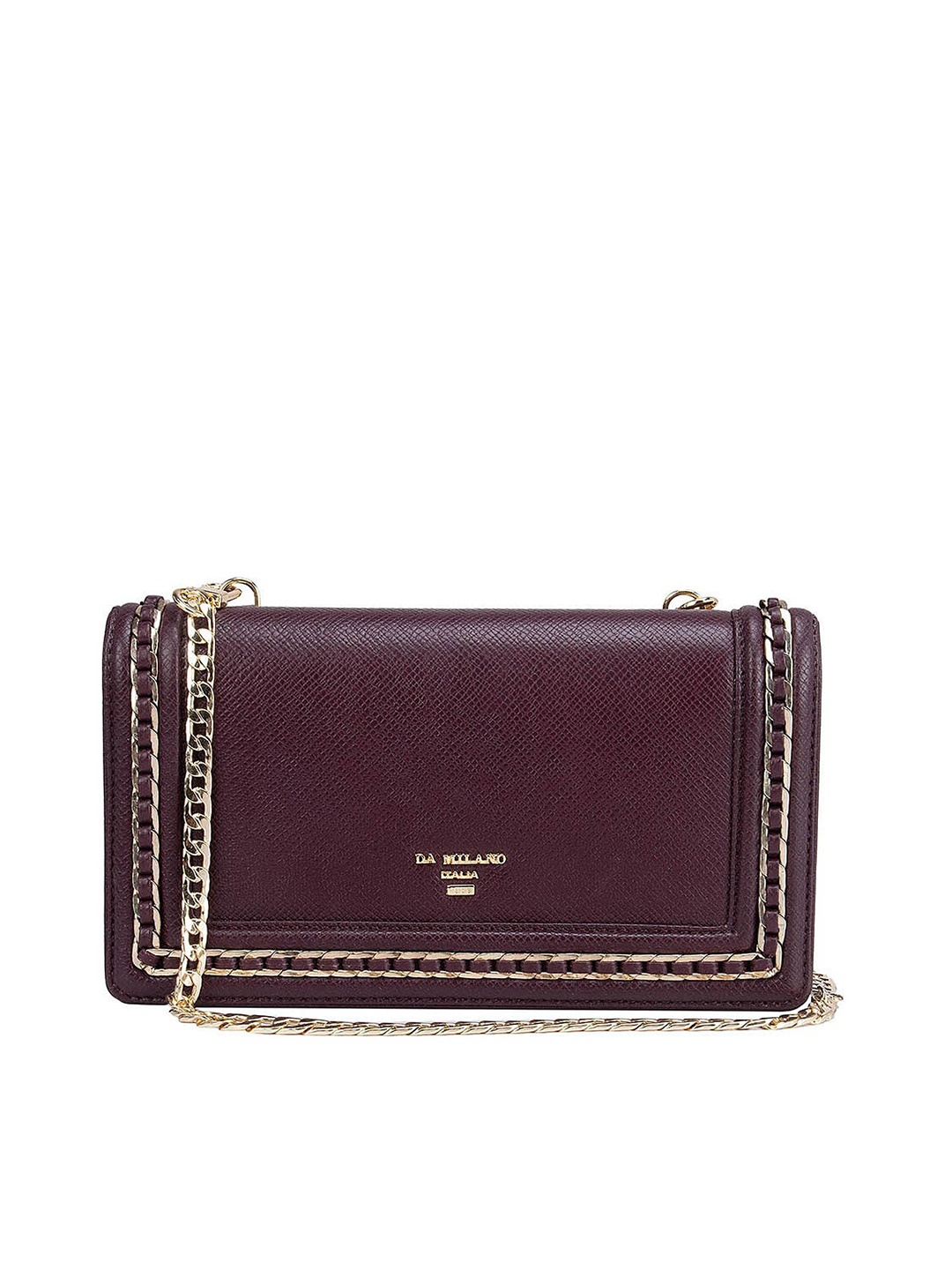 

Da Milano Women Textured Leather Two Fold Wallet, Burgundy