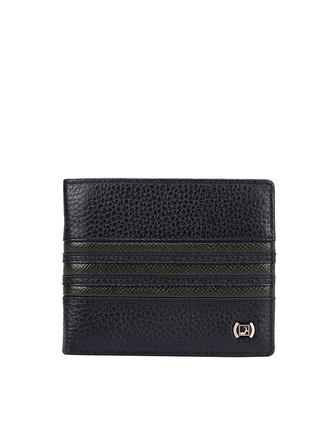

Da Milano Men Textured Leather Two Fold Wallet, Black