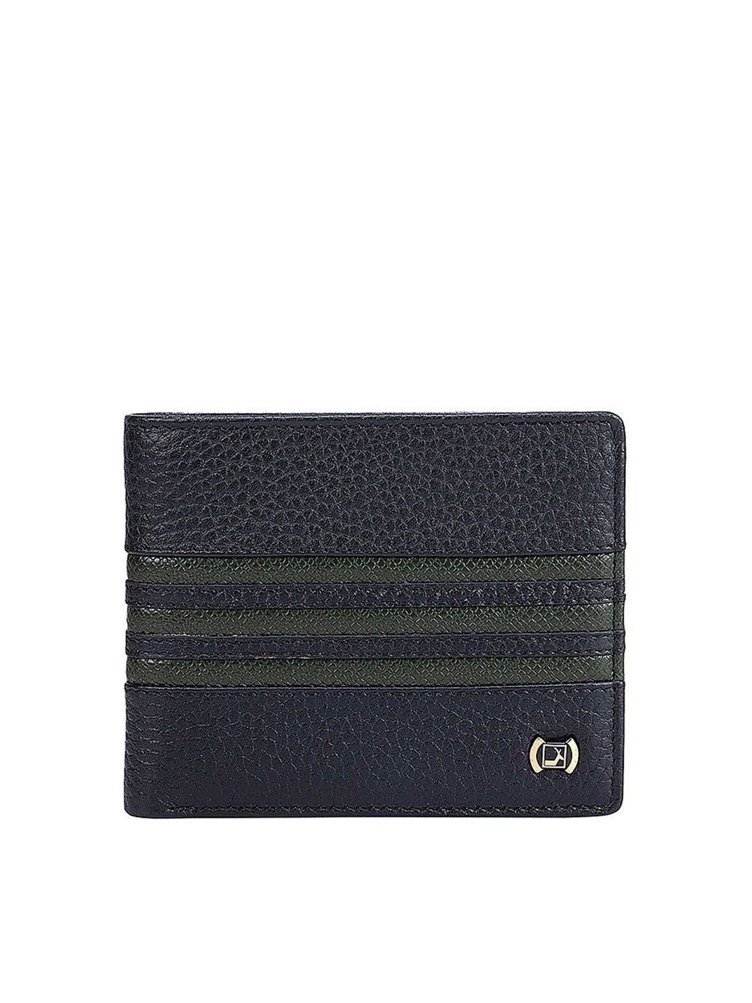 

Da Milano Men Textured Leather Two Fold Wallet, Black