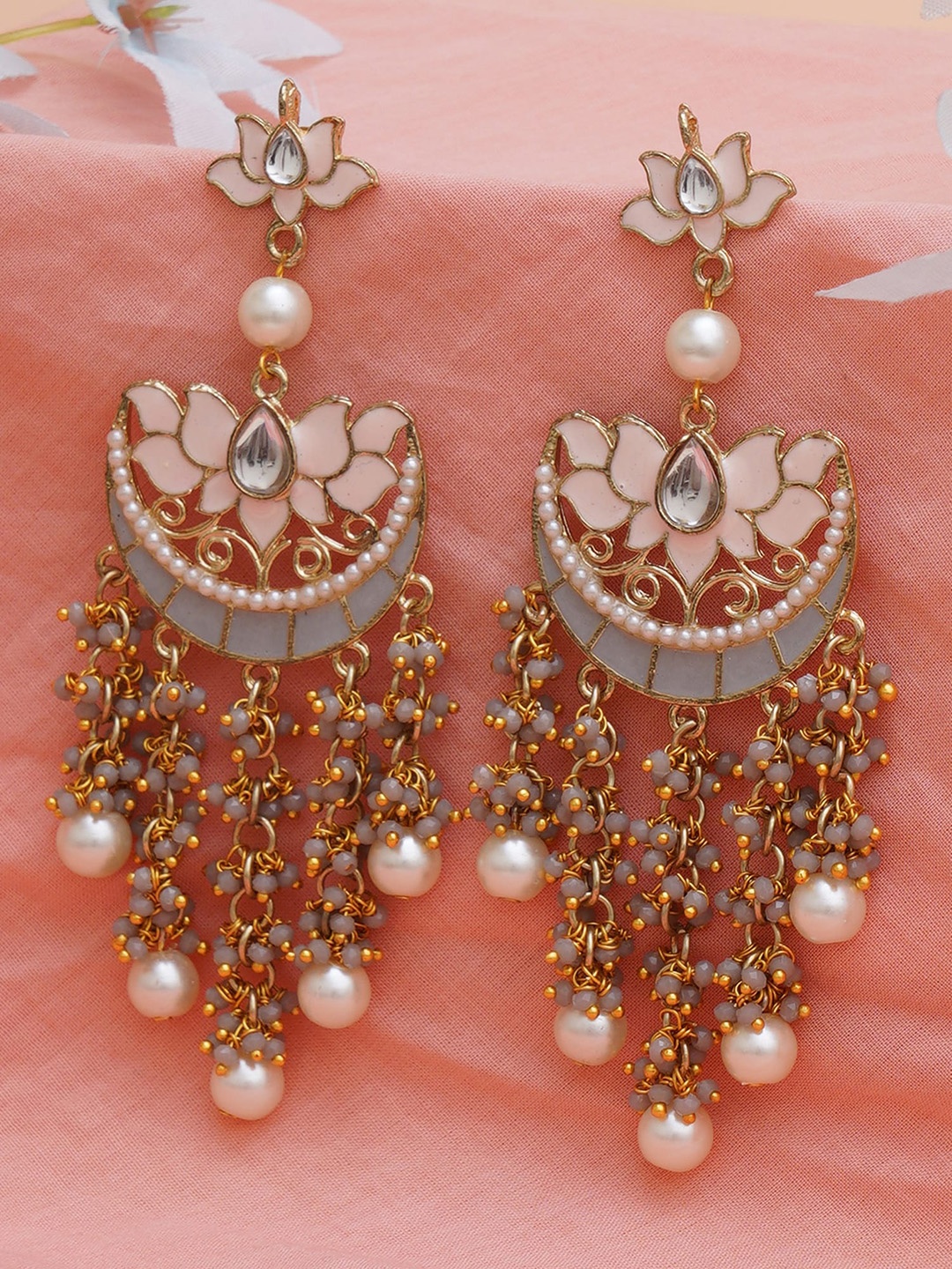 

KARATCART Women Gold-Plated Pink Classic Drop Earrings