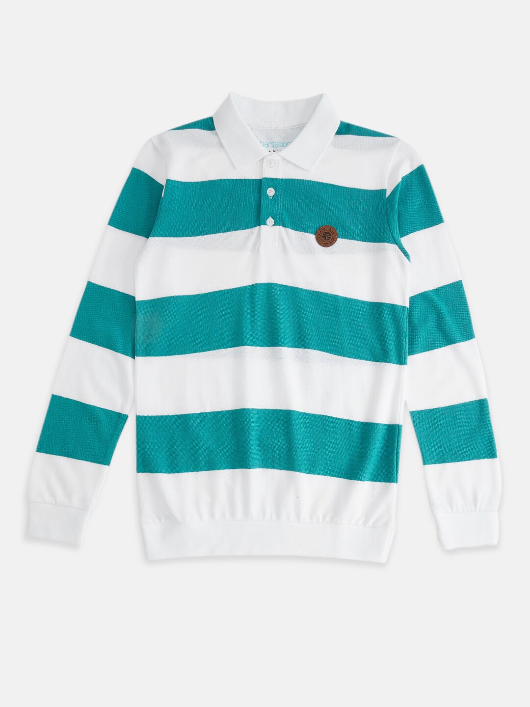 

Pantaloons Junior Boys Blue Striped Polo Collar T-shirt