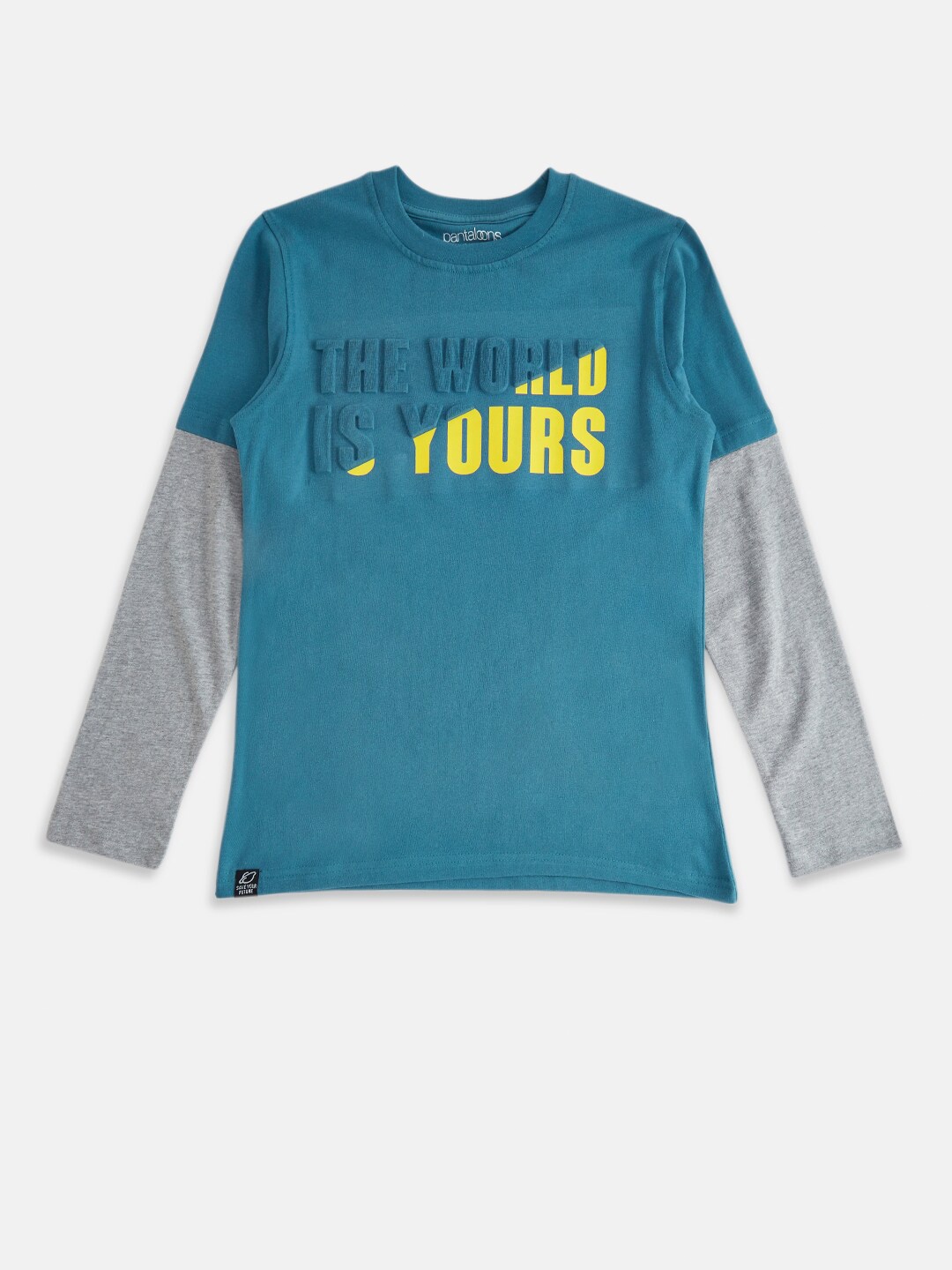 Pantaloons Junior Boys Teal Typography Printed T-shirt
