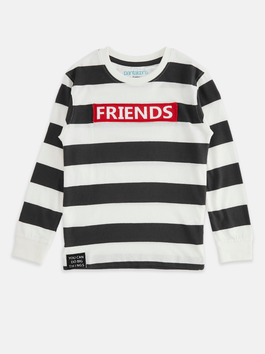 

Pantaloons Junior Boys Charcoal Striped T-shirt
