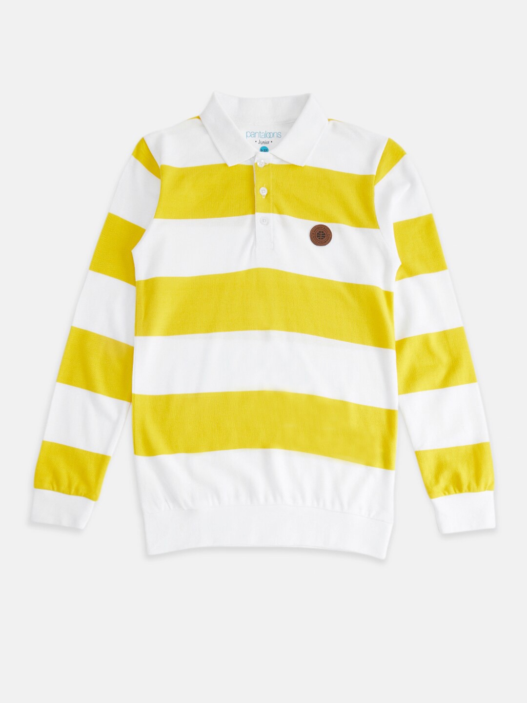 

Pantaloons Junior Boys Yellow Striped Polo Collar T-shirt