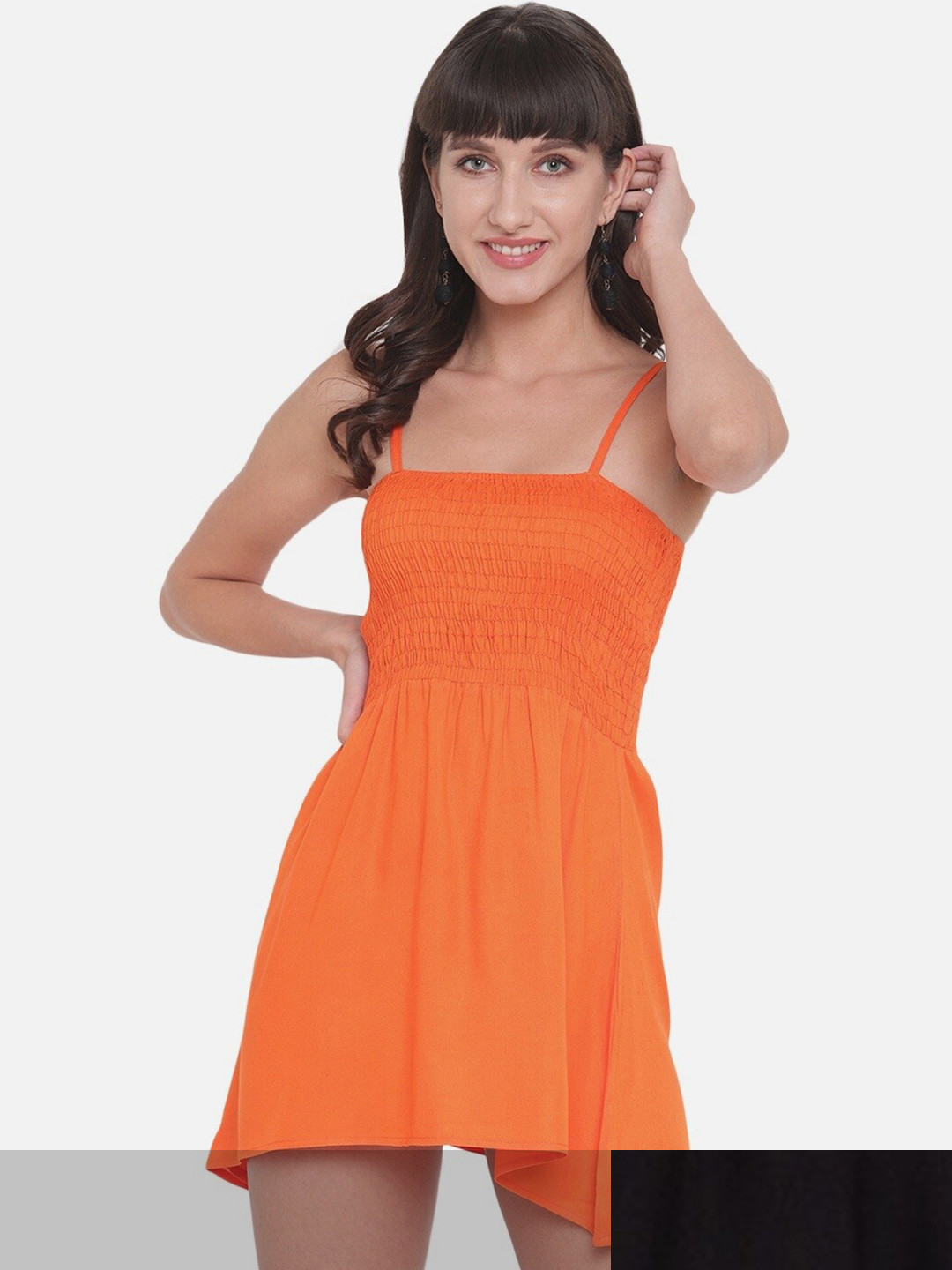 

Aawari Pack of 2 Black & Orange Solid Dress