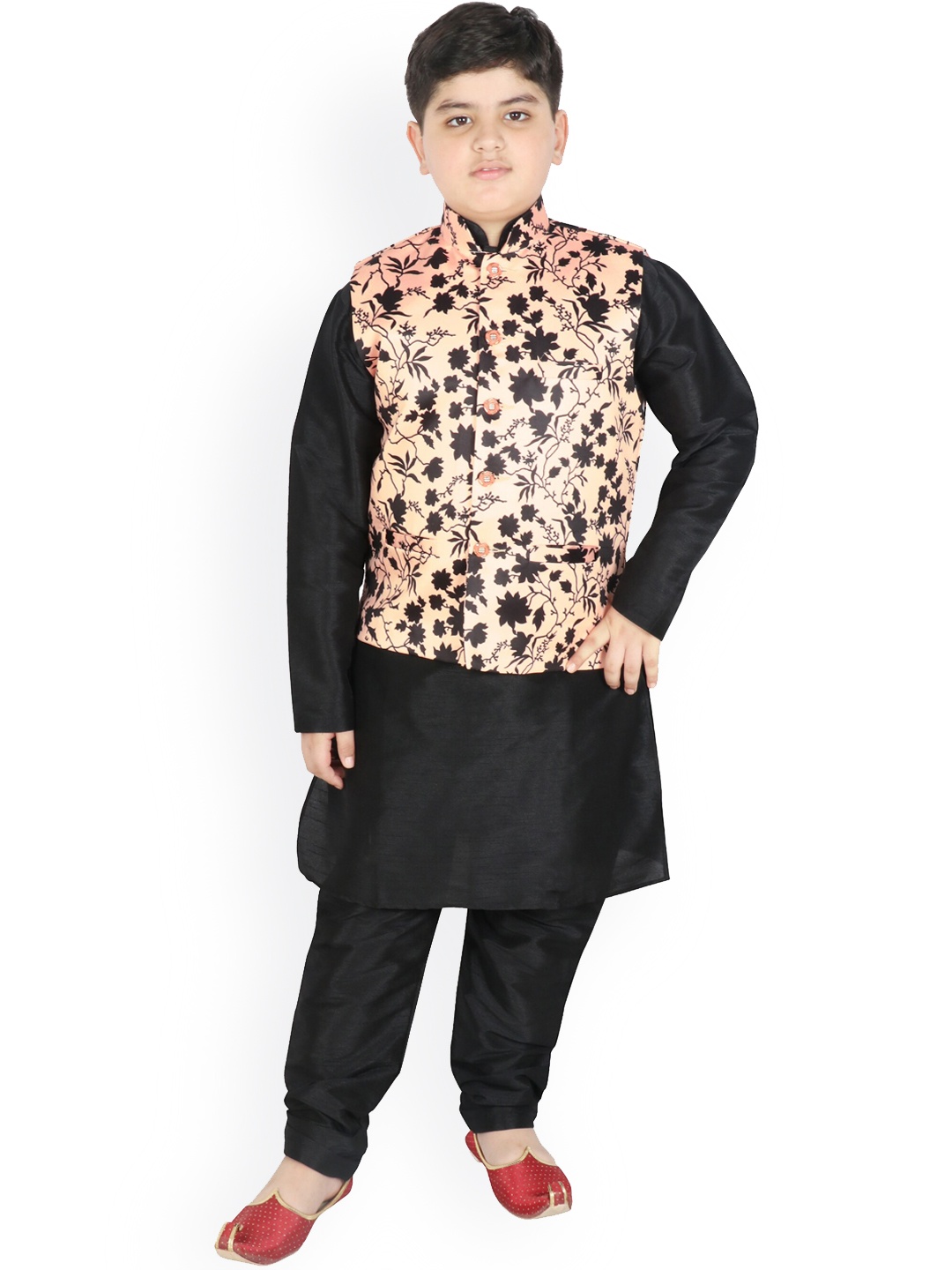 

Sg Yuvraj Boys Kurta with Pyjamas & Nehru Jacket, Black