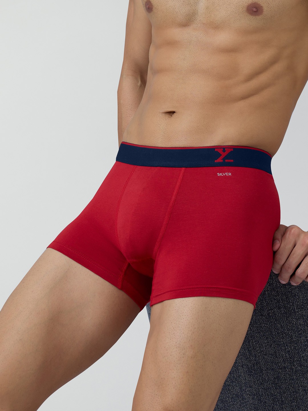 

XYXX Men Traq Silver Cotton Trunk, Red