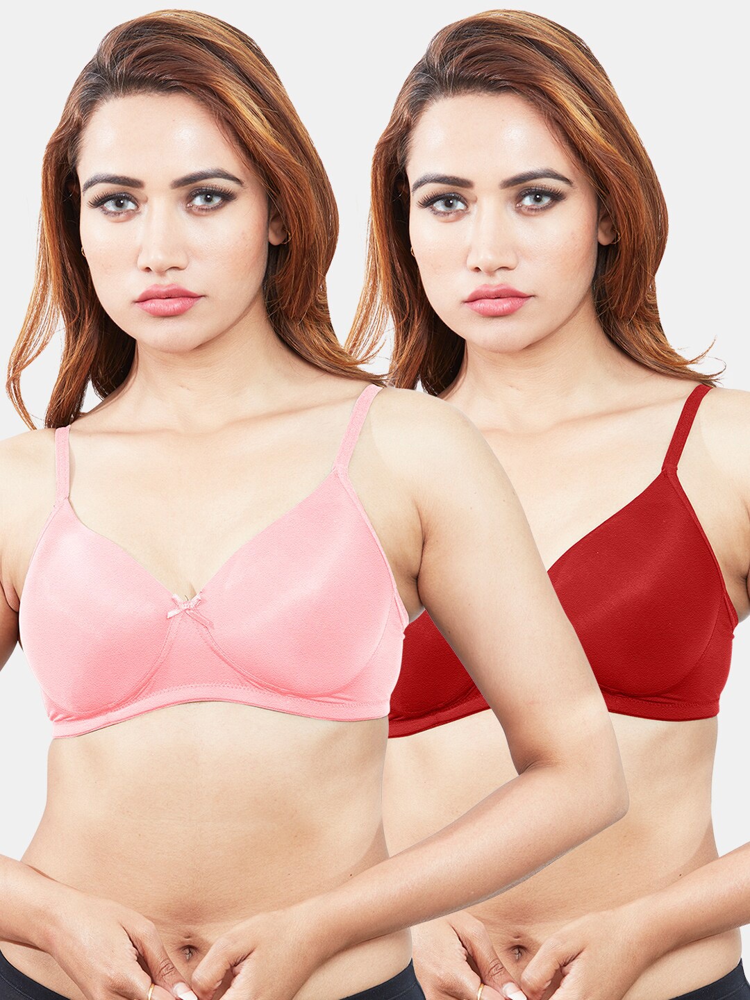 

Sonari Pack of 2 Maroon & Pink Padded T-Shirt Bra cocopinkred30B