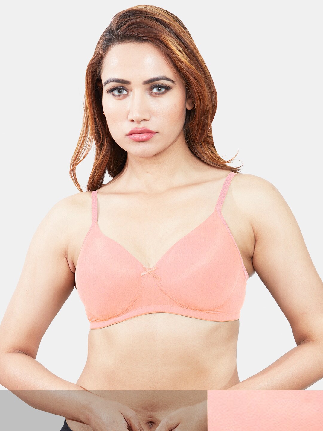 

Sonari Women Peach Solid Cotton Lightly Padded Bra